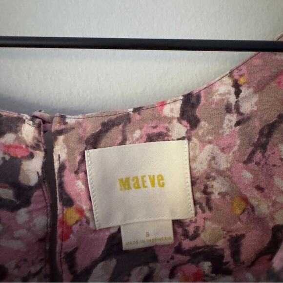 Maeve Anthropologie Cold Shoulder Top Short Sleeve Floral Print Button Keyhole S - Picture 3 of 9